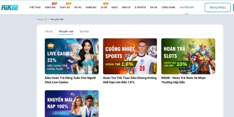 RIK88 - Tham Gia Cơ Hội Nhận Thưởng Hấp Dẫn Mỗi Ngày 4 Khuyến mãi hoàn trả 10% cho game slots tại RIK88